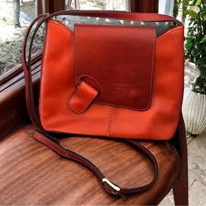 Florence Authentic Italian Leather Crossbody Handbag Flap Snap Closure 11X8